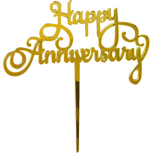 Taarttopper Happy Anniversary Goud – Krulmotief
