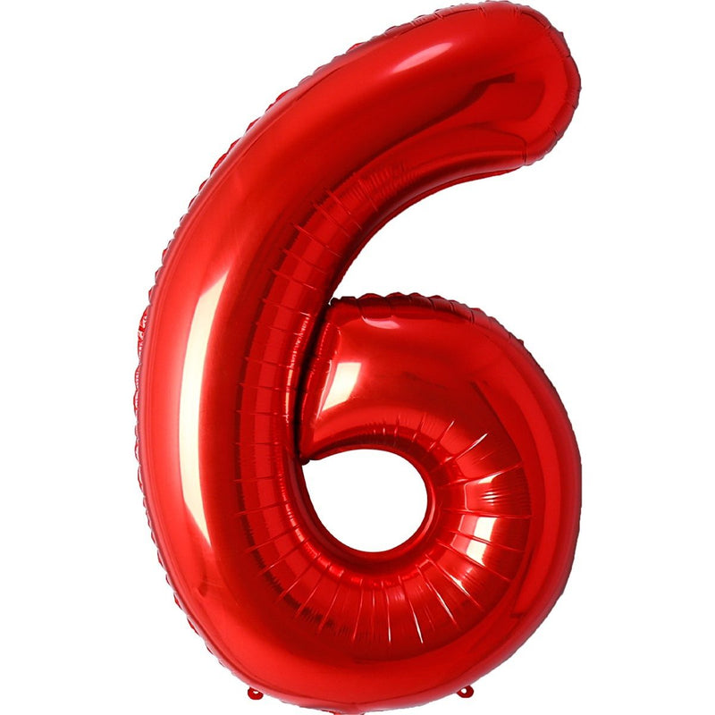 Folie Cijferballon 6 Rood – 86 cm