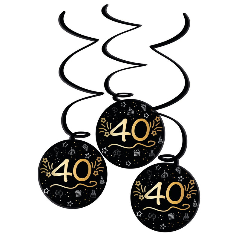 Shining Glam Hangdecoratie 40 Jaar – 3 Stuks