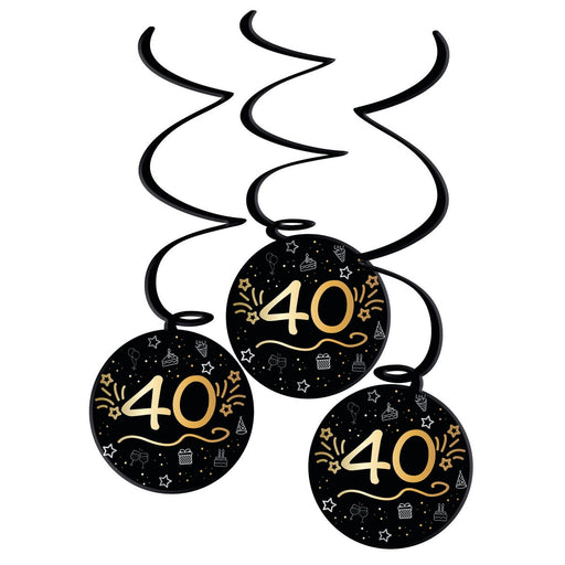 Shining Glam Hangdecoratie 40 Jaar – 3 Stuks