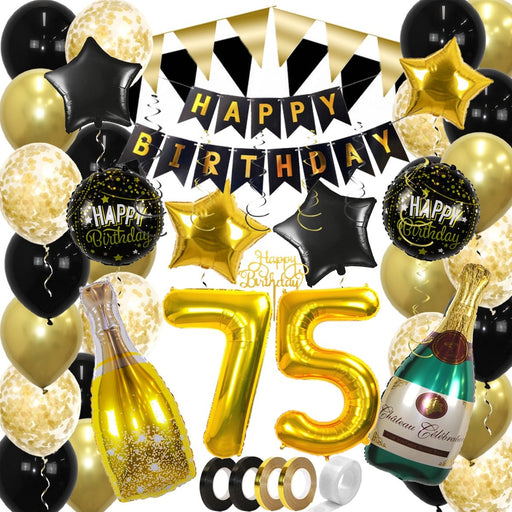 Feestpakket 75 Jaar Goud/Zwart – 60-Delig