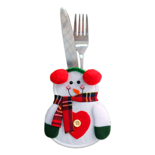 Kerst Bestekhouder Sneeuwpop Met Hart – 10 × 14 cm