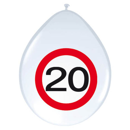 Latex Ballonnen Verkeersbord 20 Jaar – 8 Stuks