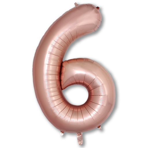 Cijferballon 6 roségoud - 86 cm