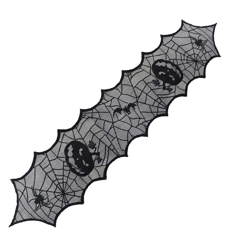 Tafelloper Halloween Spinnenweb Zwart - 45 x 183 cm
