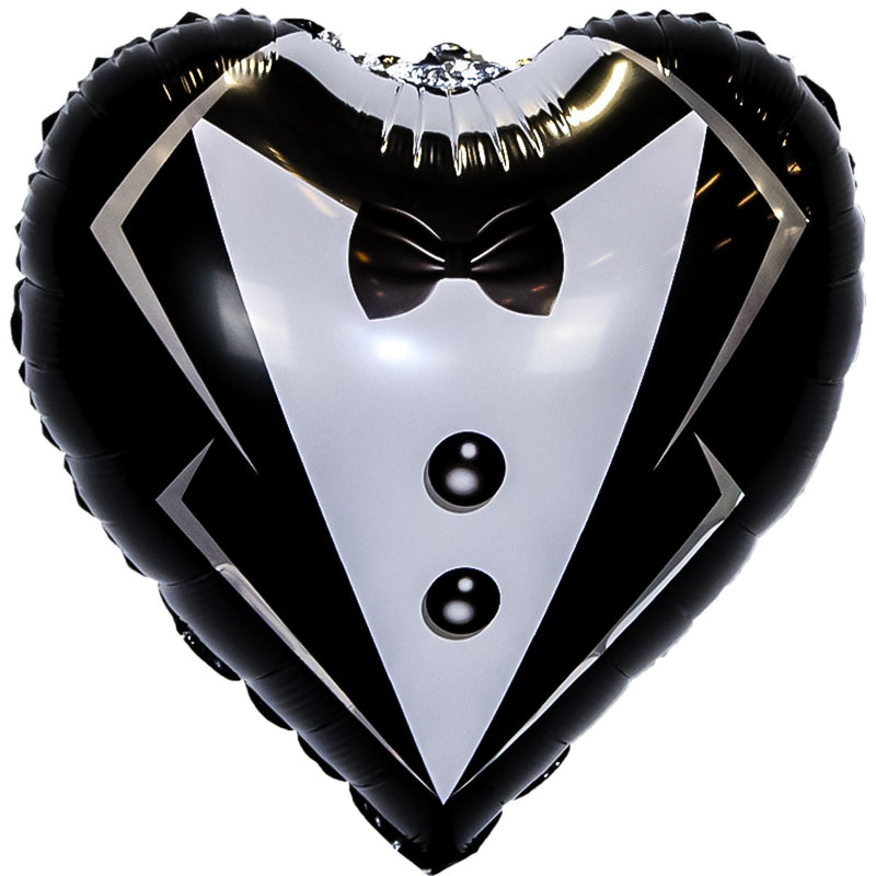 Folieballon Hart Bruidegom Zwart/Wit - 45 x 45 cm