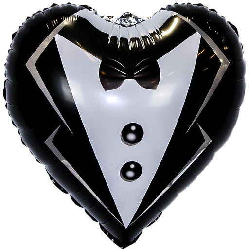Folieballon Hart Bruidegom Zwart/Wit - 45 x 45 cm