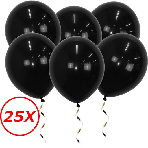 25 zwart latex ballonnen van 34 cm