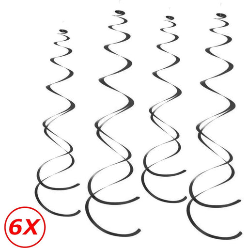 Hangdecoratie Swirls Zwart – 6 Stuks – 55 cm