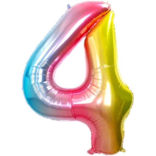Folie Cijferballon 4 Regenboog – 36 cm