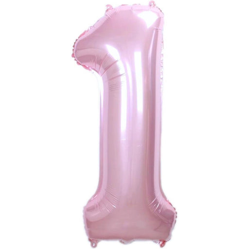 Cijferballon 1 metallic roze - 36 cm