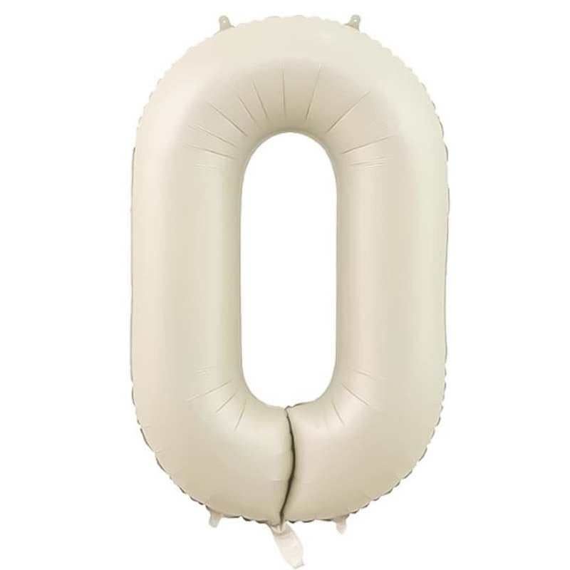 Folie Cijferballon 0 Nude Wit – 86 cm