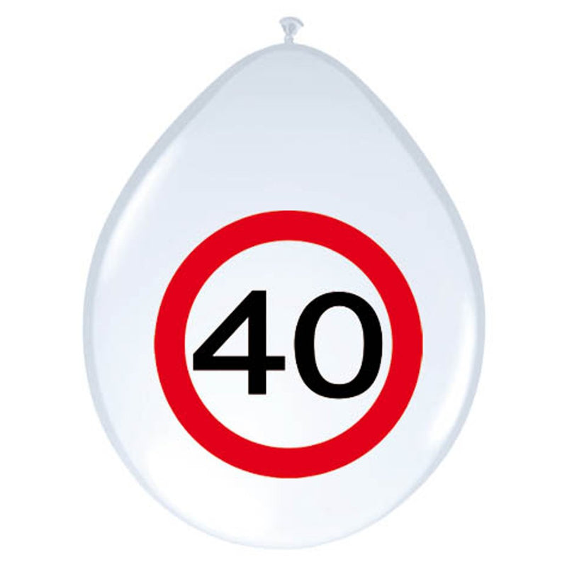 Latex Ballonnen Verkeersbord 40 Jaar – 8 Stuks