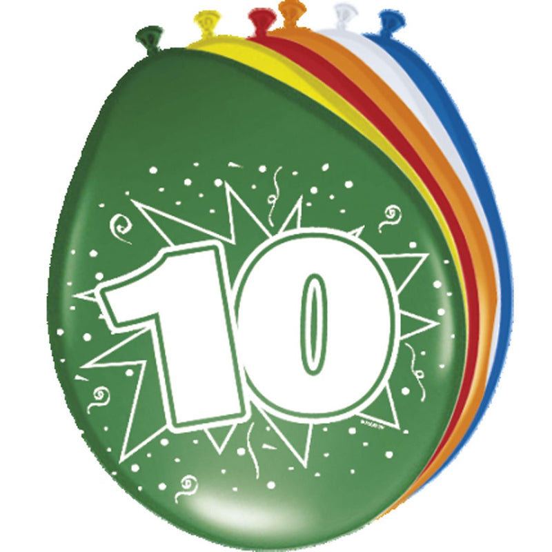 Latex Ballonnen 10 Jaar Multicolor – 8 Stuks