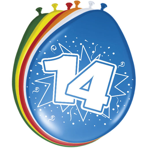 Latex Ballonnen 14 Jaar Multicolor – 8 Stuks