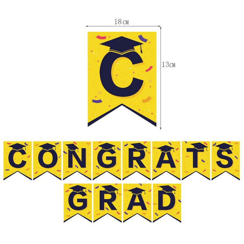Afstudeerslinger Congrats Grad geel/zwart – 200 cm