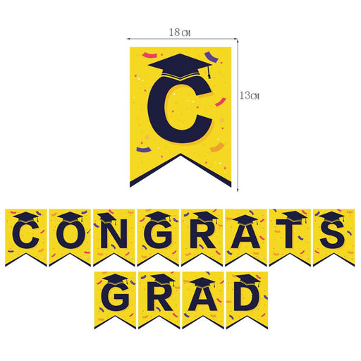 Afstudeerslinger Congrats Grad geel/zwart – 200 cm