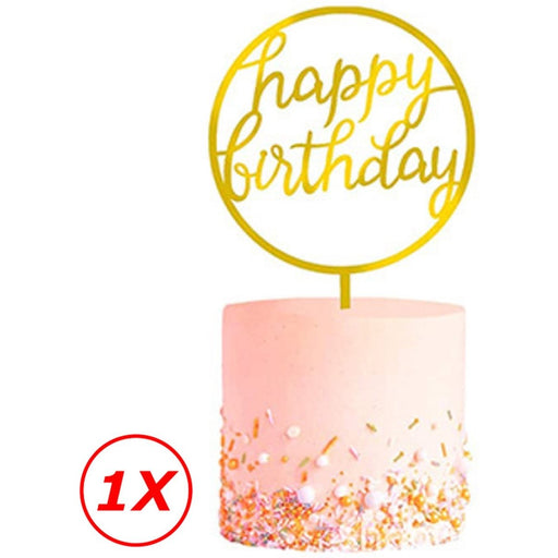 Taarttopper Happy Birthday Goud – Rond