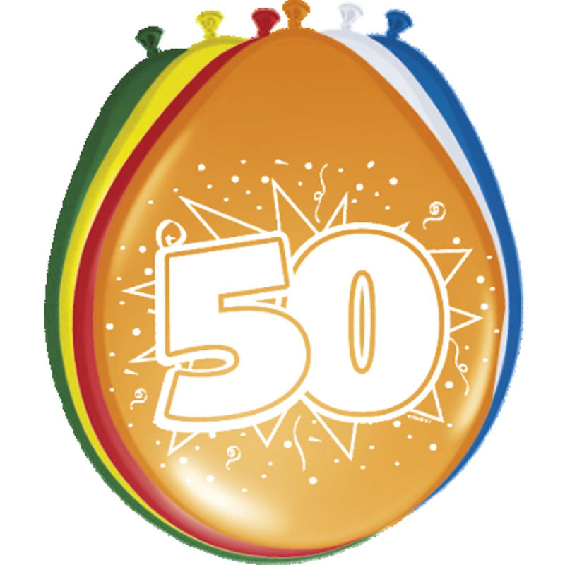 Latex Ballonnen 50 Jaar Multicolor – 8 Stuks