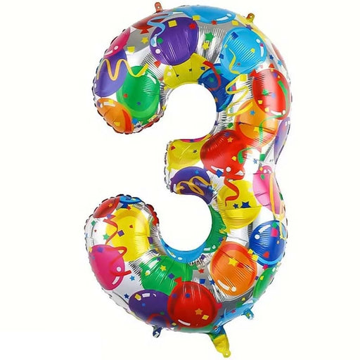 Folie Cijferballon 3 Multicolor Ballonnenprint – 86 cm