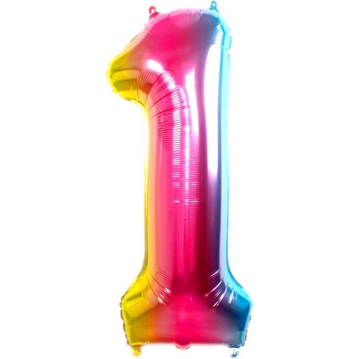 Folie Cijferballon 1 Regenboog – 36 cm