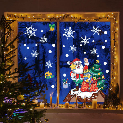 Kerst Raamstickers Kerstman en sneeuwvlokken – 30 stuks