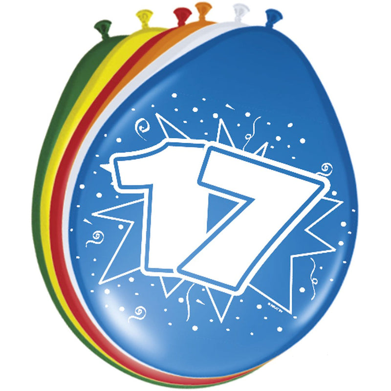 Latex Ballonnen 17 Jaar Multicolor – 8 Stuks