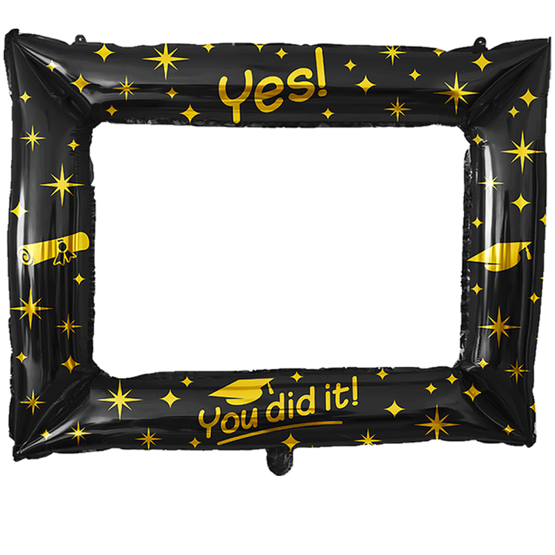 Folieballon Fotolijst Geslaagd zwart/goud – 85 x 66 cm