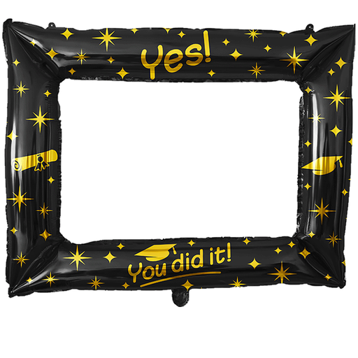 Folieballon Fotolijst Geslaagd zwart/goud – 85 x 66 cm