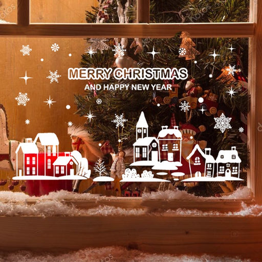 Kerst Raamstickers Kerstdorp Wit – 87 Stuks