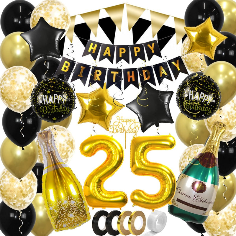 Feestpakket 25 Jaar Goud/Zwart – 60-Delig