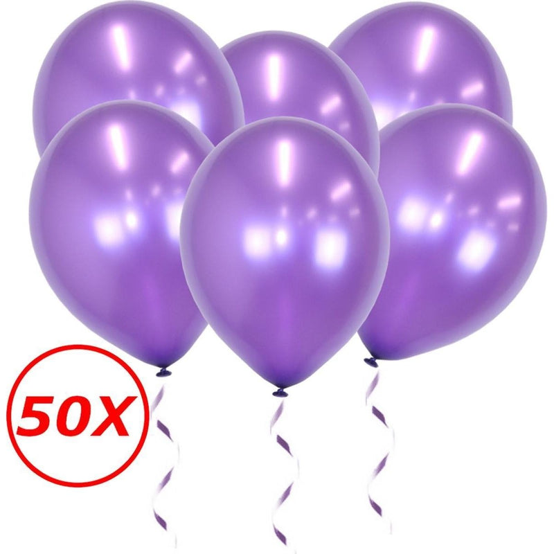 Metallic Latex Ballonnen Paars 34 cm – 50 Stuks