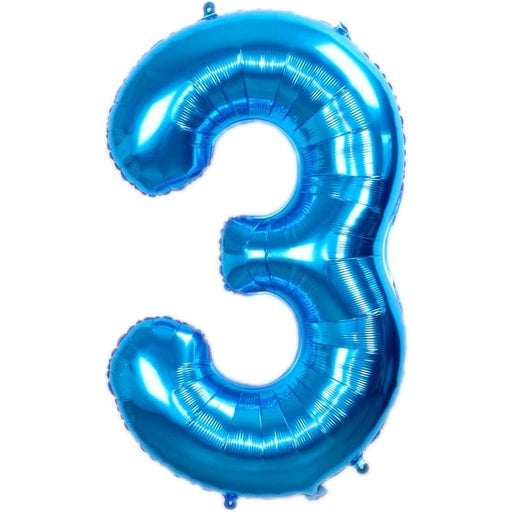 Cijferballon 3 blauw - 36 cm