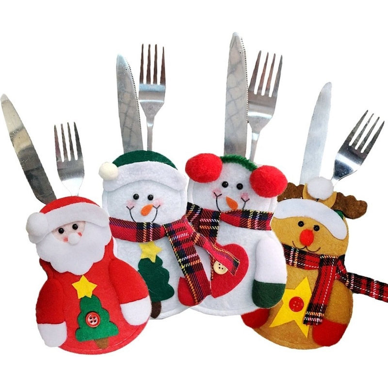 Kerst Bestekhouders Figuren – 4 Stuks – 10 × 14 cm