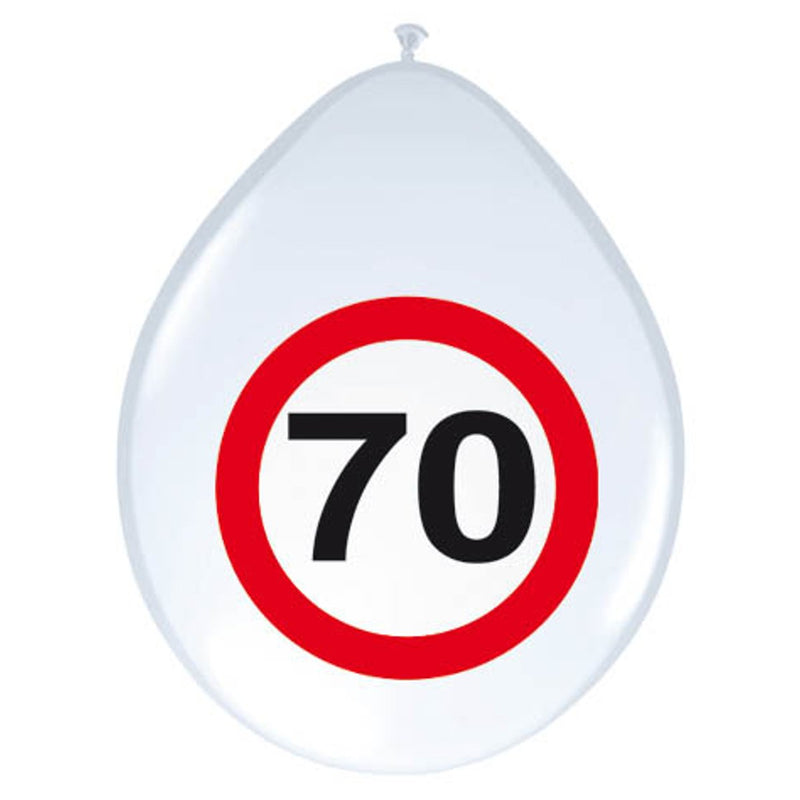 Latex Ballonnen Verkeersbord 70 Jaar – 8 Stuks
