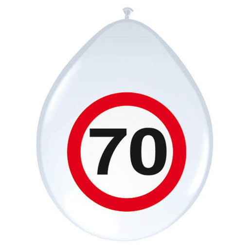 Latex Ballonnen Verkeersbord 70 Jaar – 8 Stuks