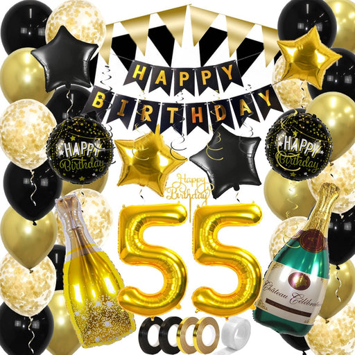 Feestpakket 55 Jaar Goud/Zwart – 60-Delig