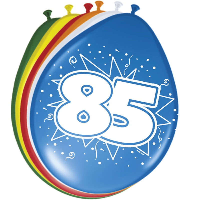 Latex Ballonnen 85 Jaar Multicolor – 8 Stuks