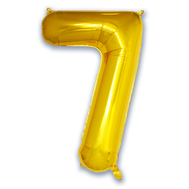 Cijferballon 7 goud - 86 cm