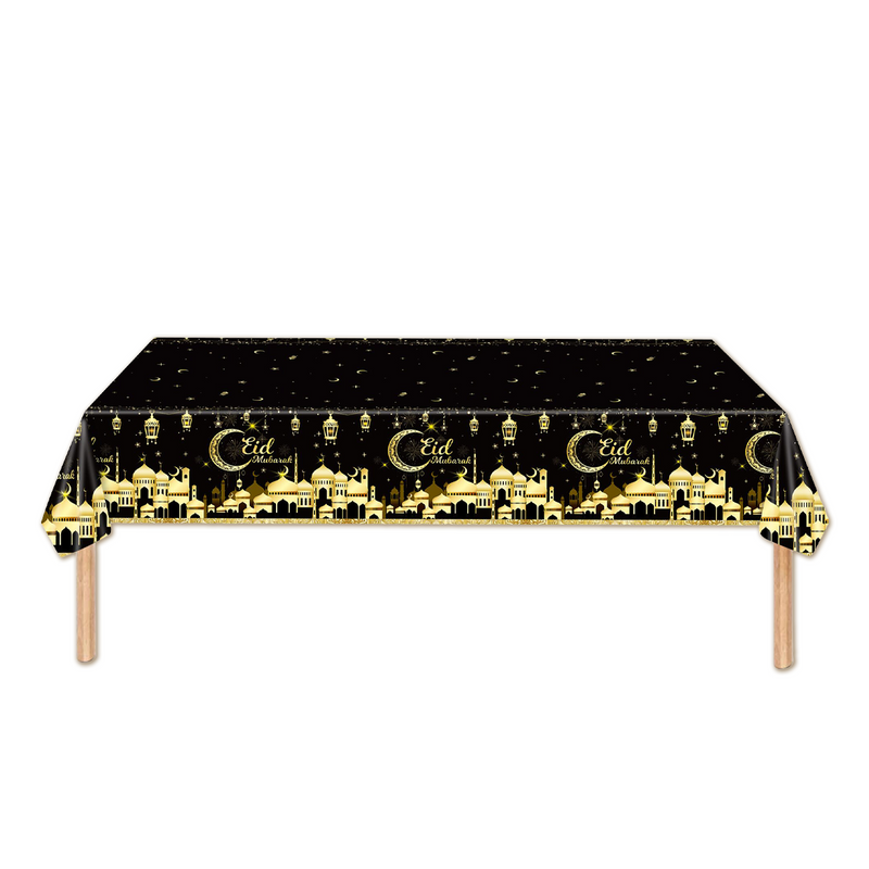 Tafelkleed Eid Mubarak zwart/goud – 274 x 137 cm