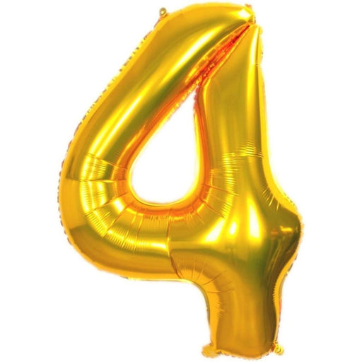 Cijferballon 4 goud - 70 cm