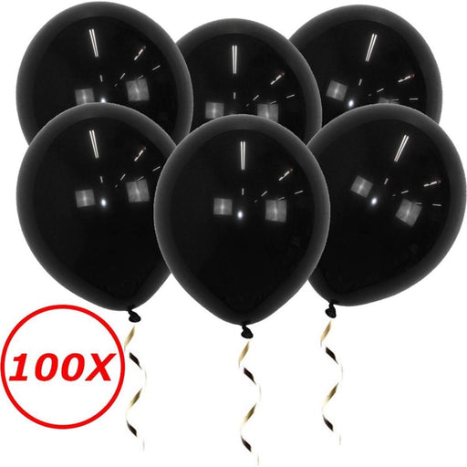 100 zwart latex ballonnen van 34 cm