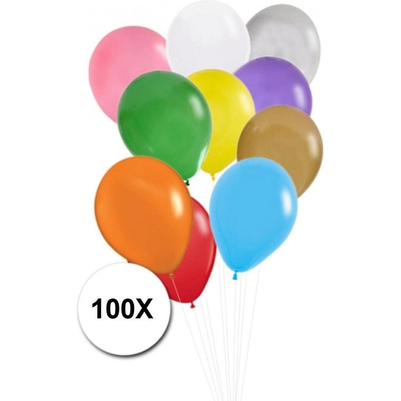 Kleurenmix van 100 latex ballonnen