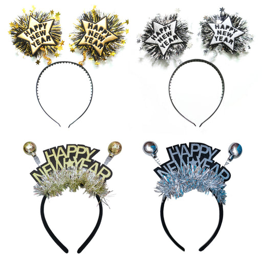 Happy New Year Diademen Assorti – 4 Stuks