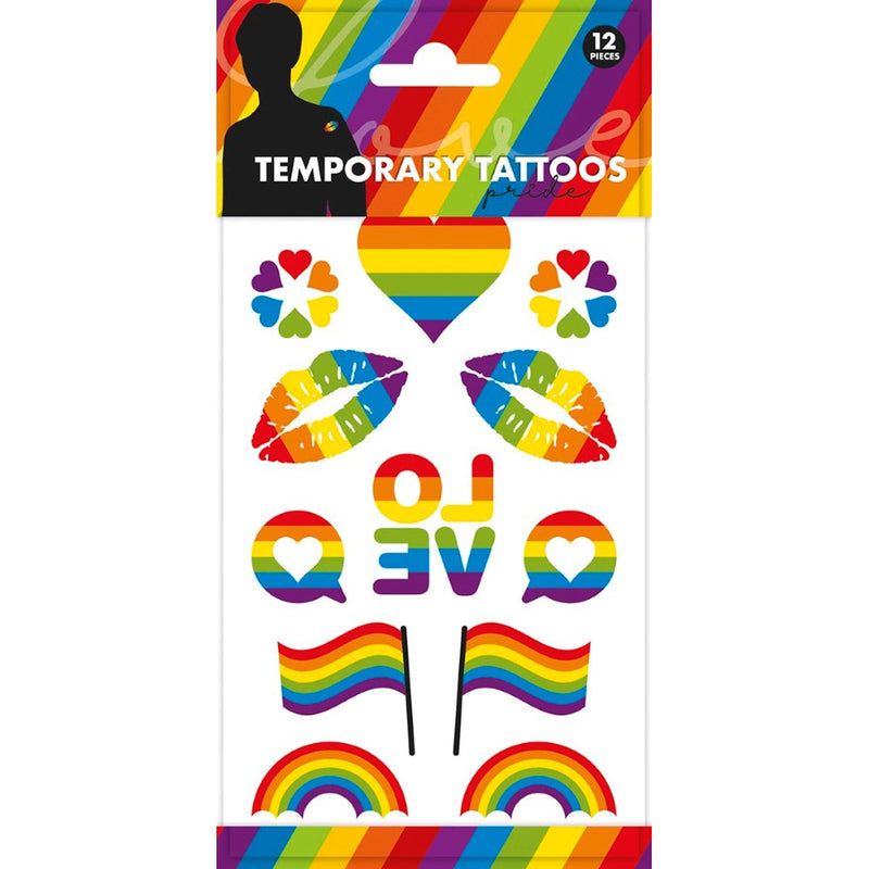 Regenboog Plaktattoos – 12 Stuks