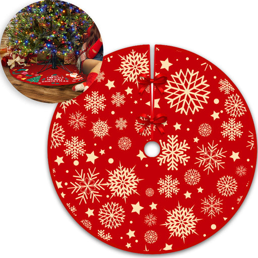 Kerstboomrok Sneeuwvlokken Rood/Wit – 90 cm