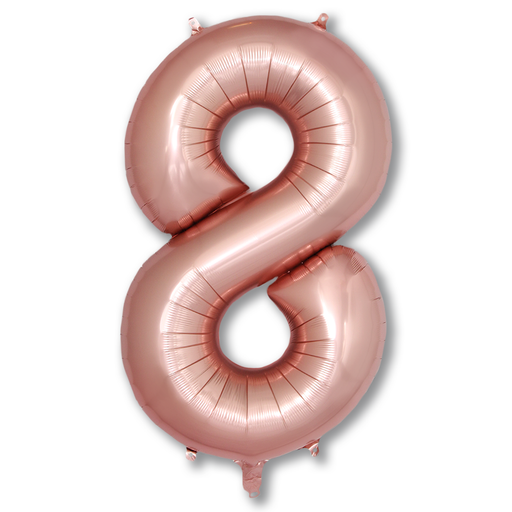 Cijferballon 8 roségoud - 86 cm