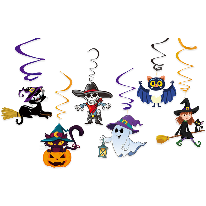 Hangdecoratie Halloween Kawaii multicolor – 6 stuks – 70 cm