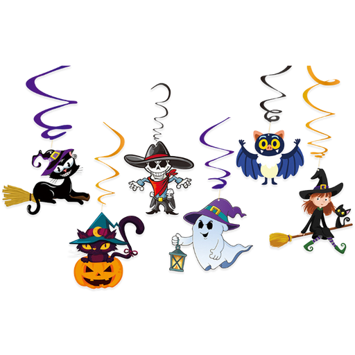 Hangdecoratie Halloween Kawaii multicolor – 6 stuks – 70 cm