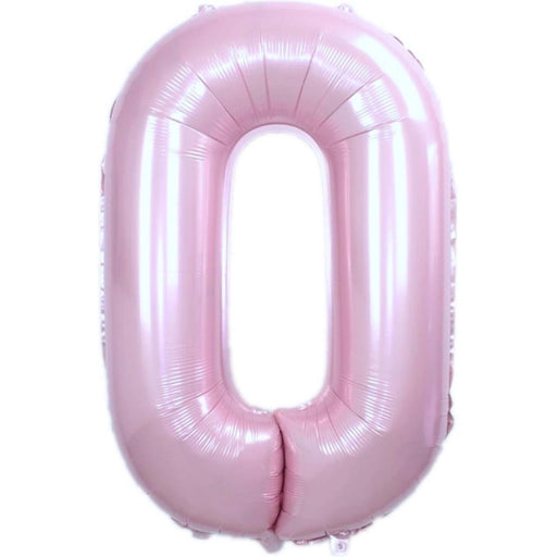 Cijferballon 0 metallic roze - 36 cm